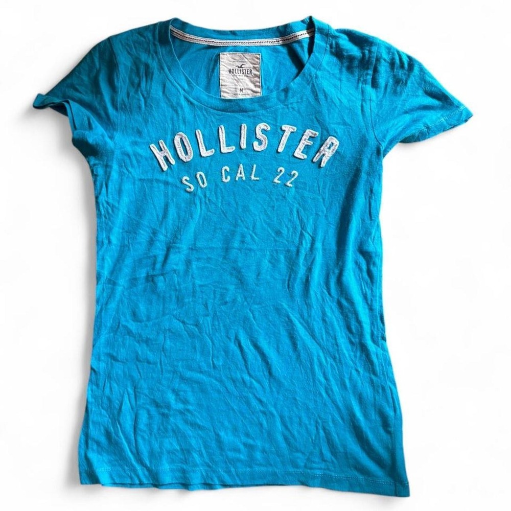 Hollister California Turquoise Graphic Tee M So Cal 22 Embroidered Y2K